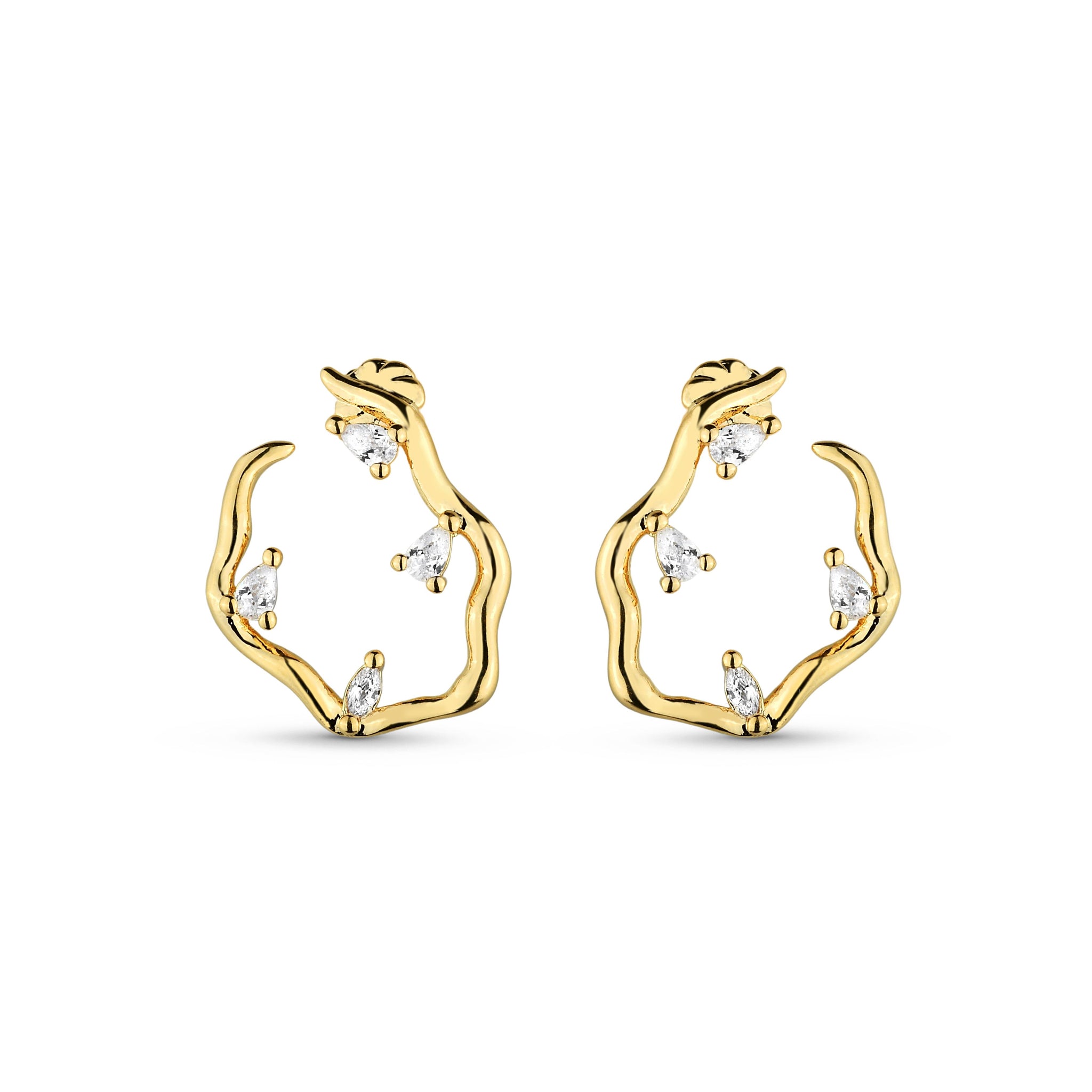 Nature's Sparks, earrings in 18k gold filled on palladium base