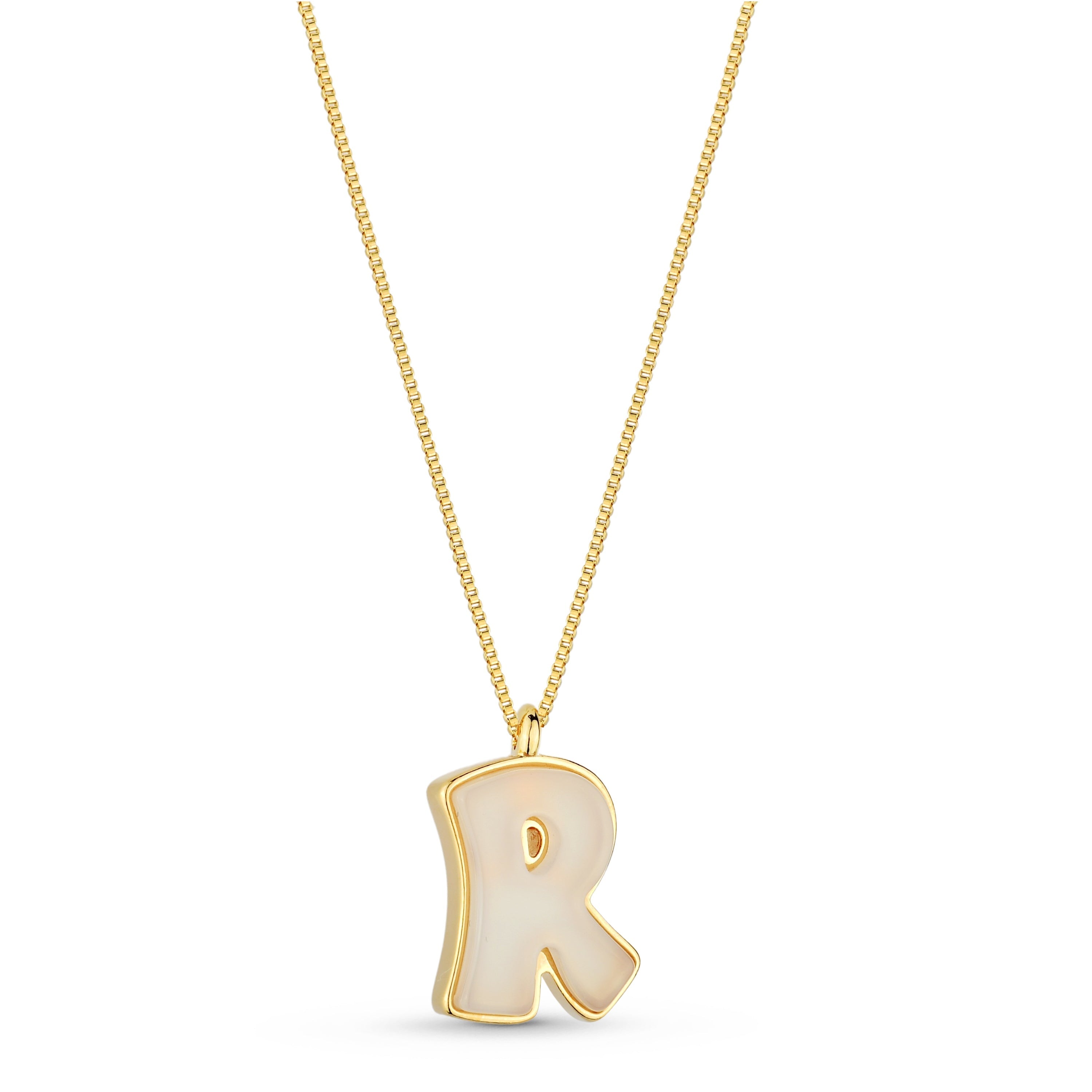 Letter R with White Agata