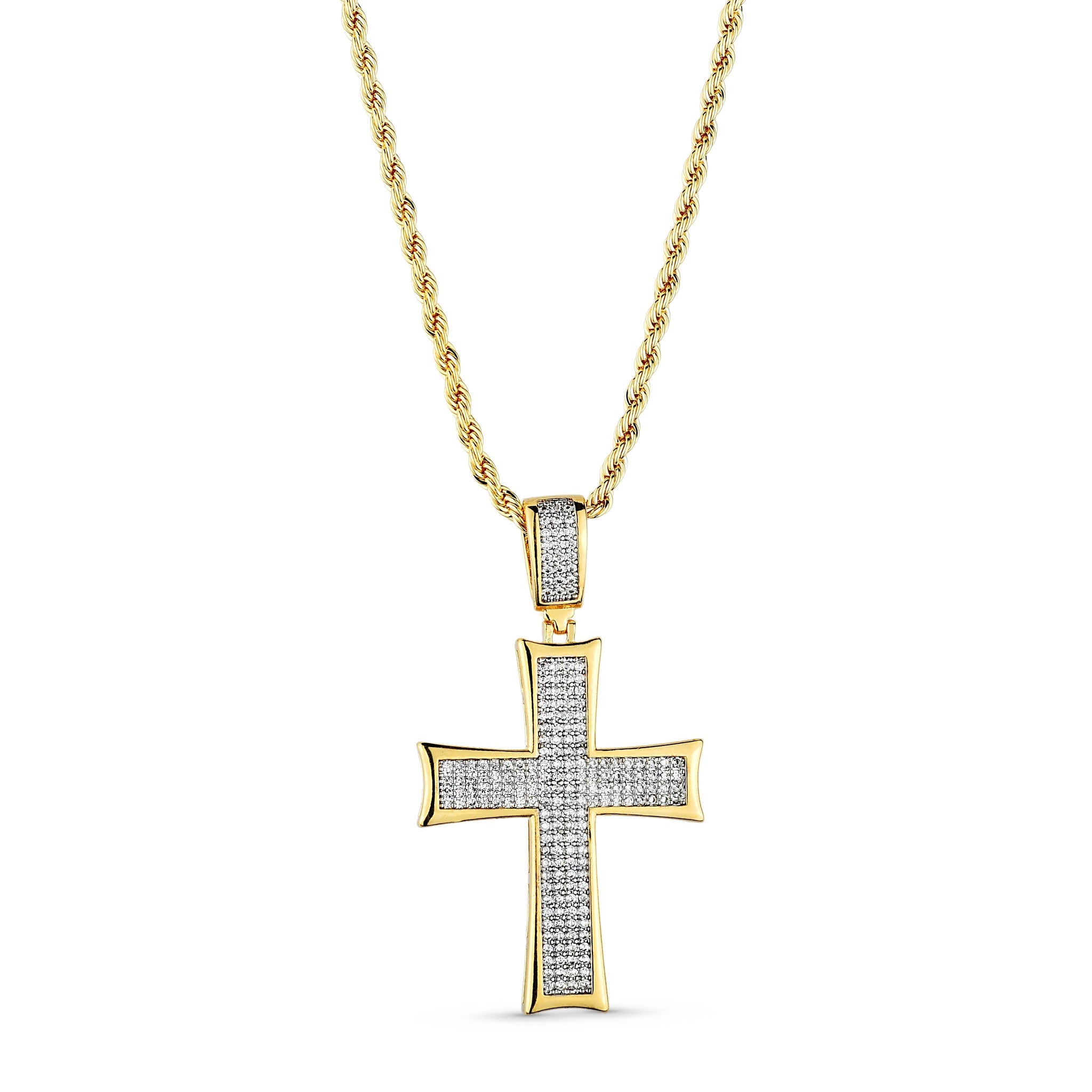 Divine Light Cross, necklace in 18k gold filled on palladium base