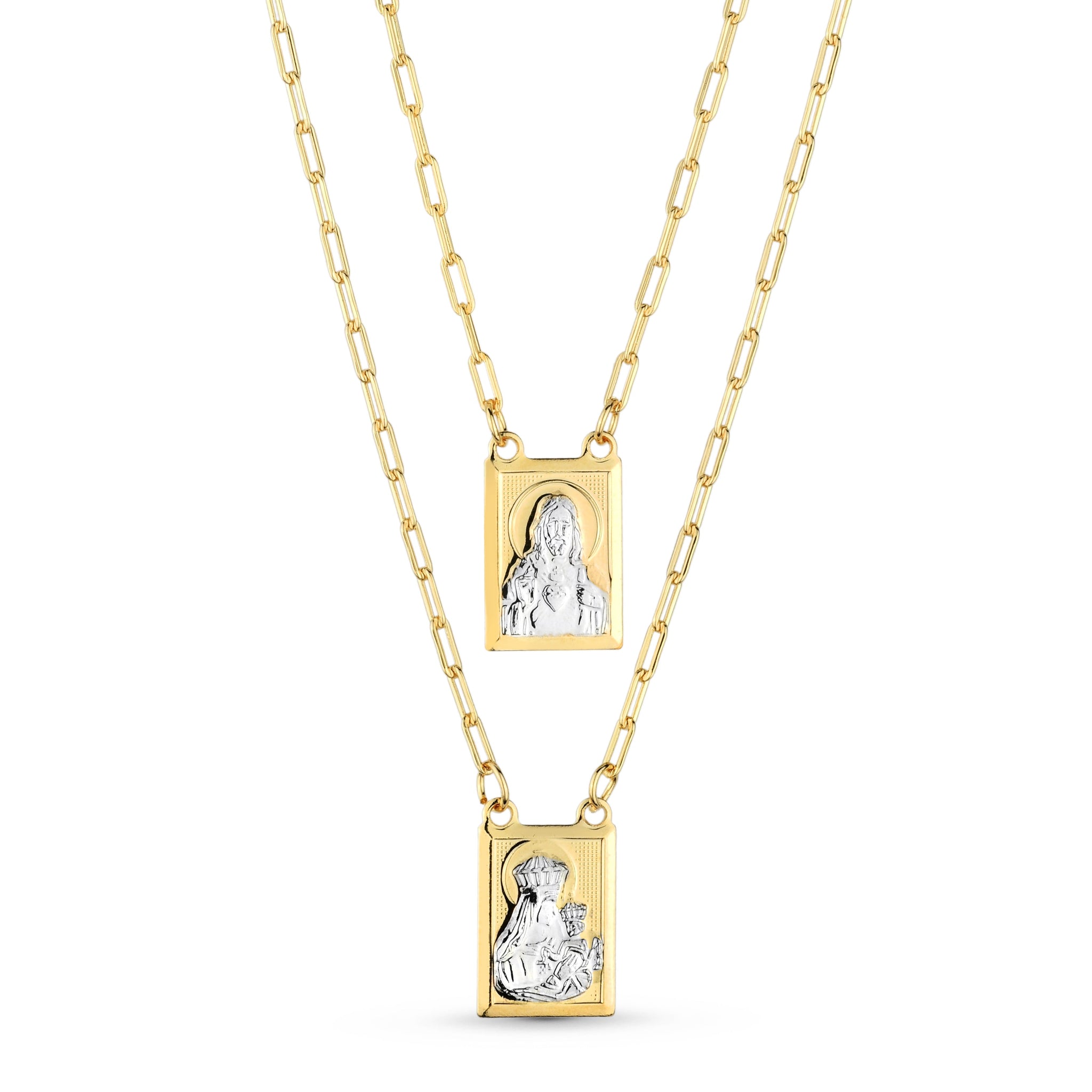 Scapular, necklace in 18k gold filled on palladium base