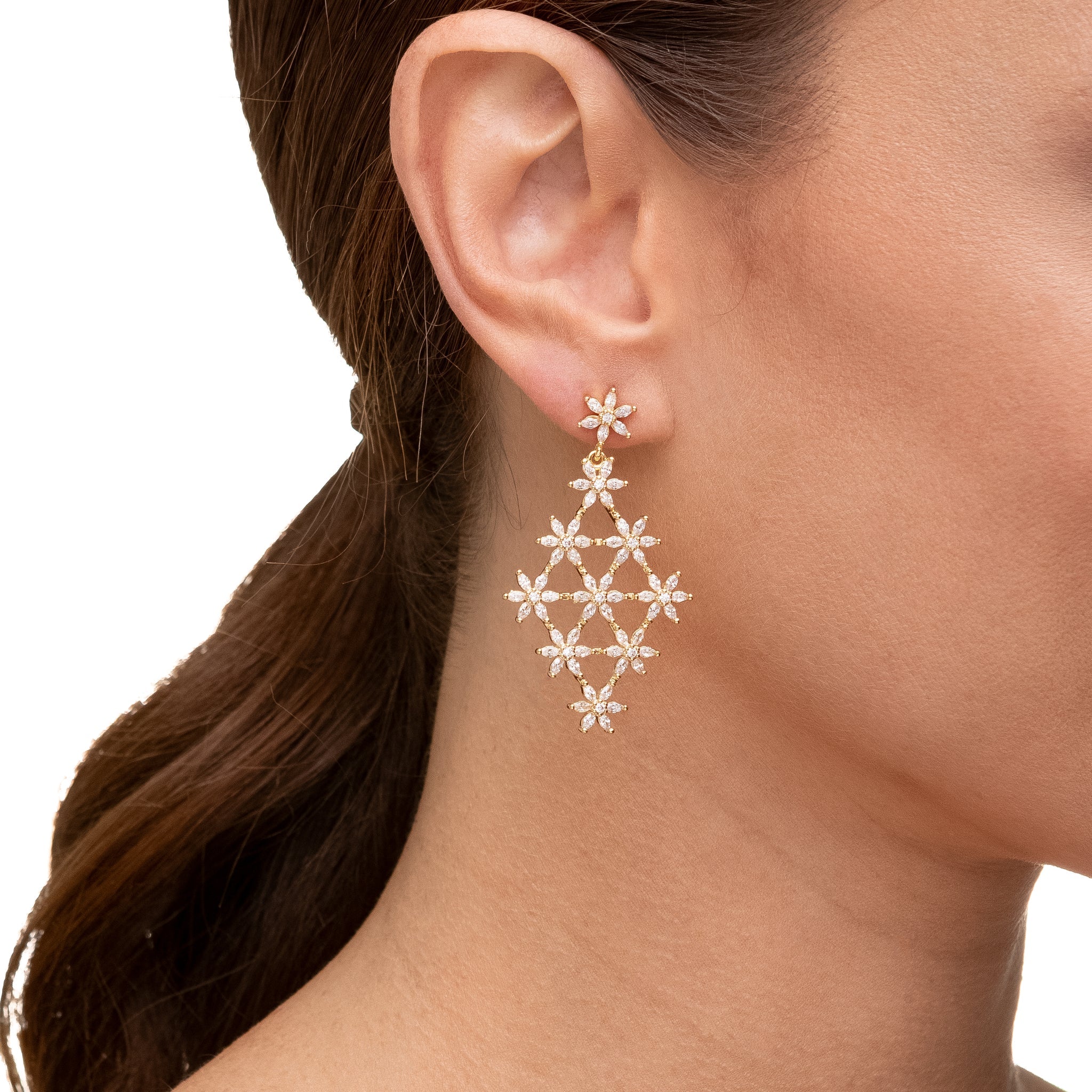 Delicate Lace, earrings in 18k gold filled on palladium base - view 2