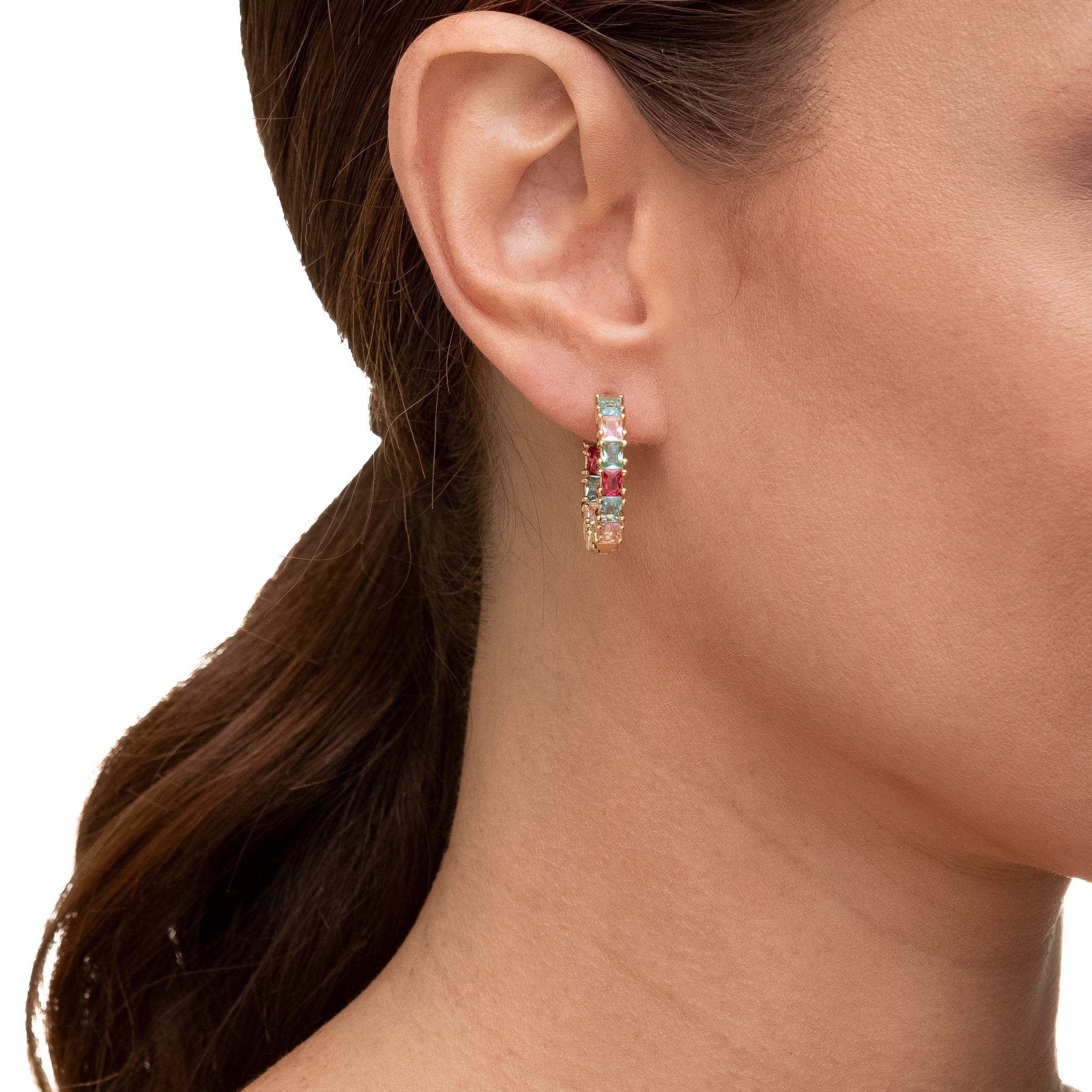 Azure Dream, earrings in 18k gold filled on palladium base - view 2