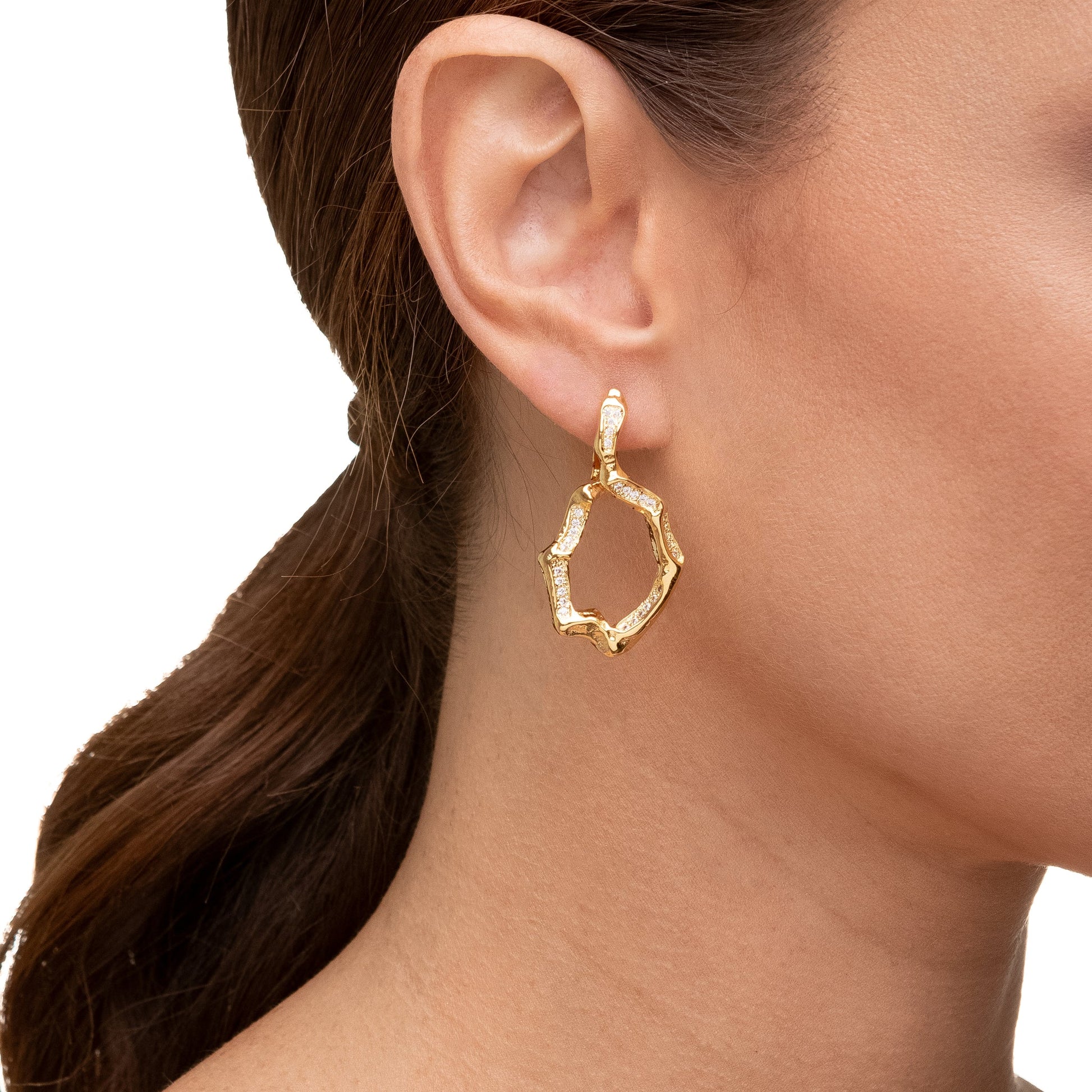 Treasures of Brazil, earrings in 18k gold filled on palladium base - view 2
