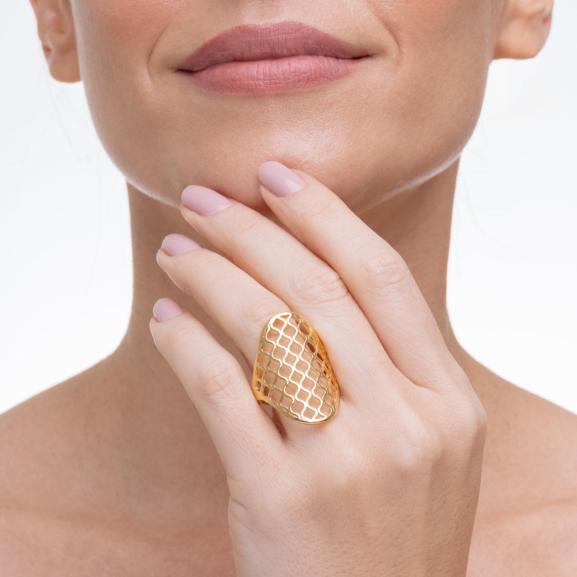 Veil of Lace, ring in 18k gold filled on palladium base - view 2