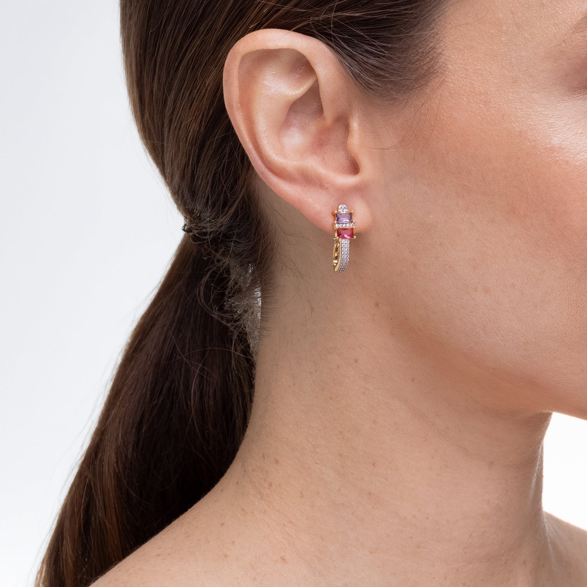 Royal Grace, earrings in 18k gold filled on palladium base - view 2