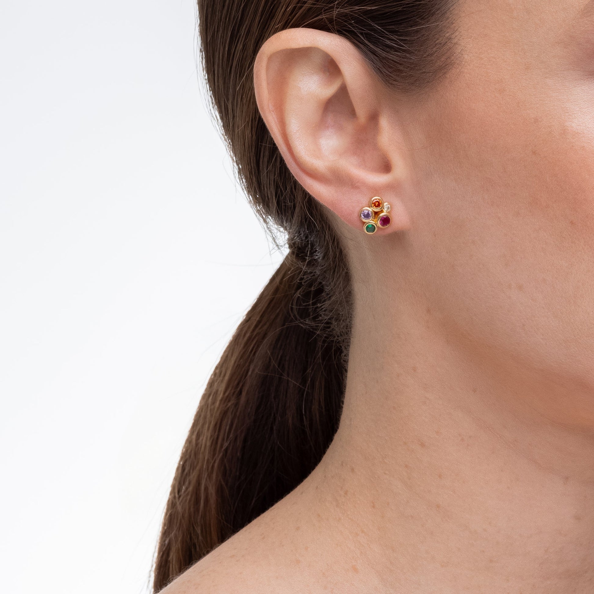 Aurora Gem Flower, earrings in 18k gold filled on palladium base - view 2