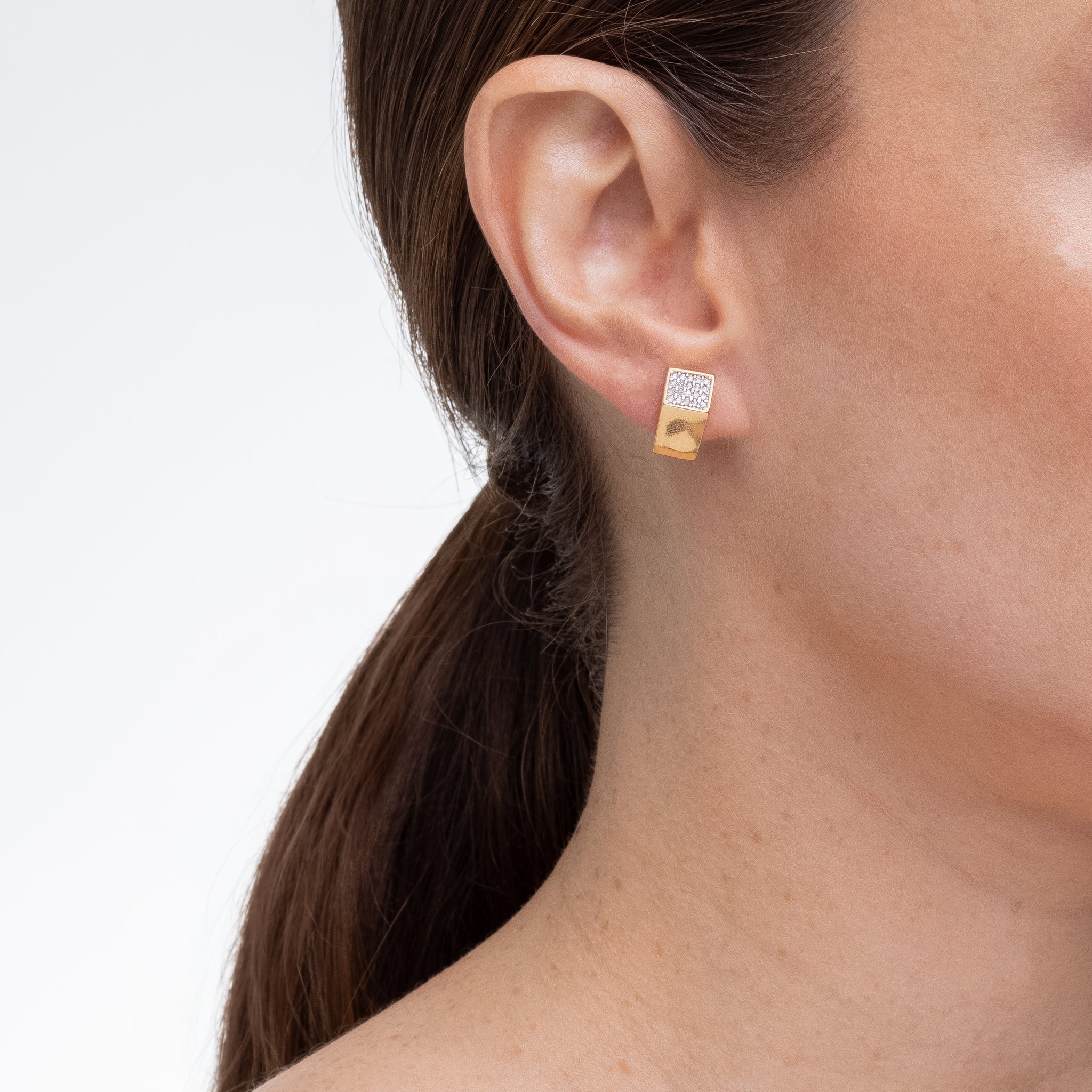 Elegant Prism, earrings in 18k gold filled on palladium base - view 2