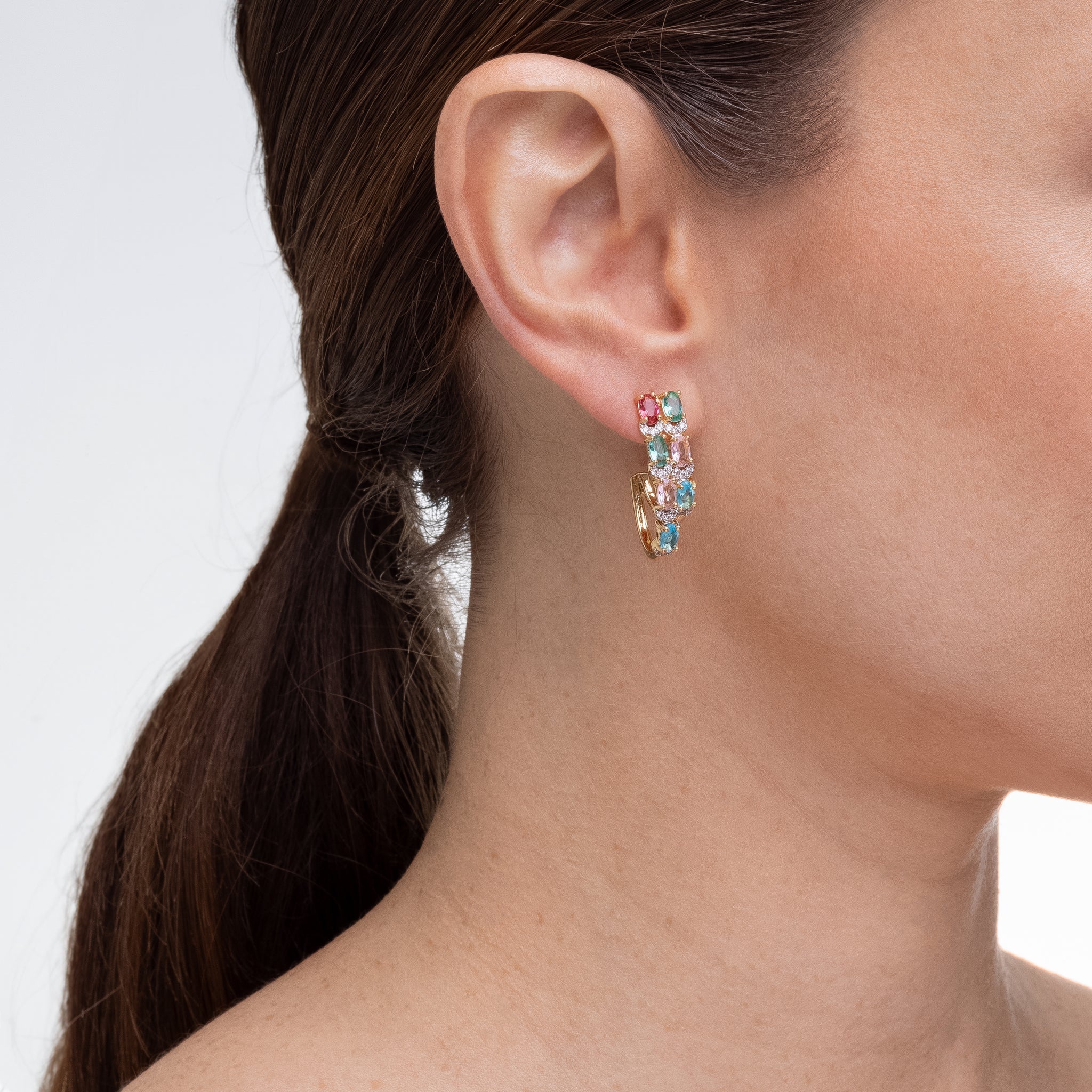 Aurora Glow, earrings in 18k gold filled on palladium base - view 2