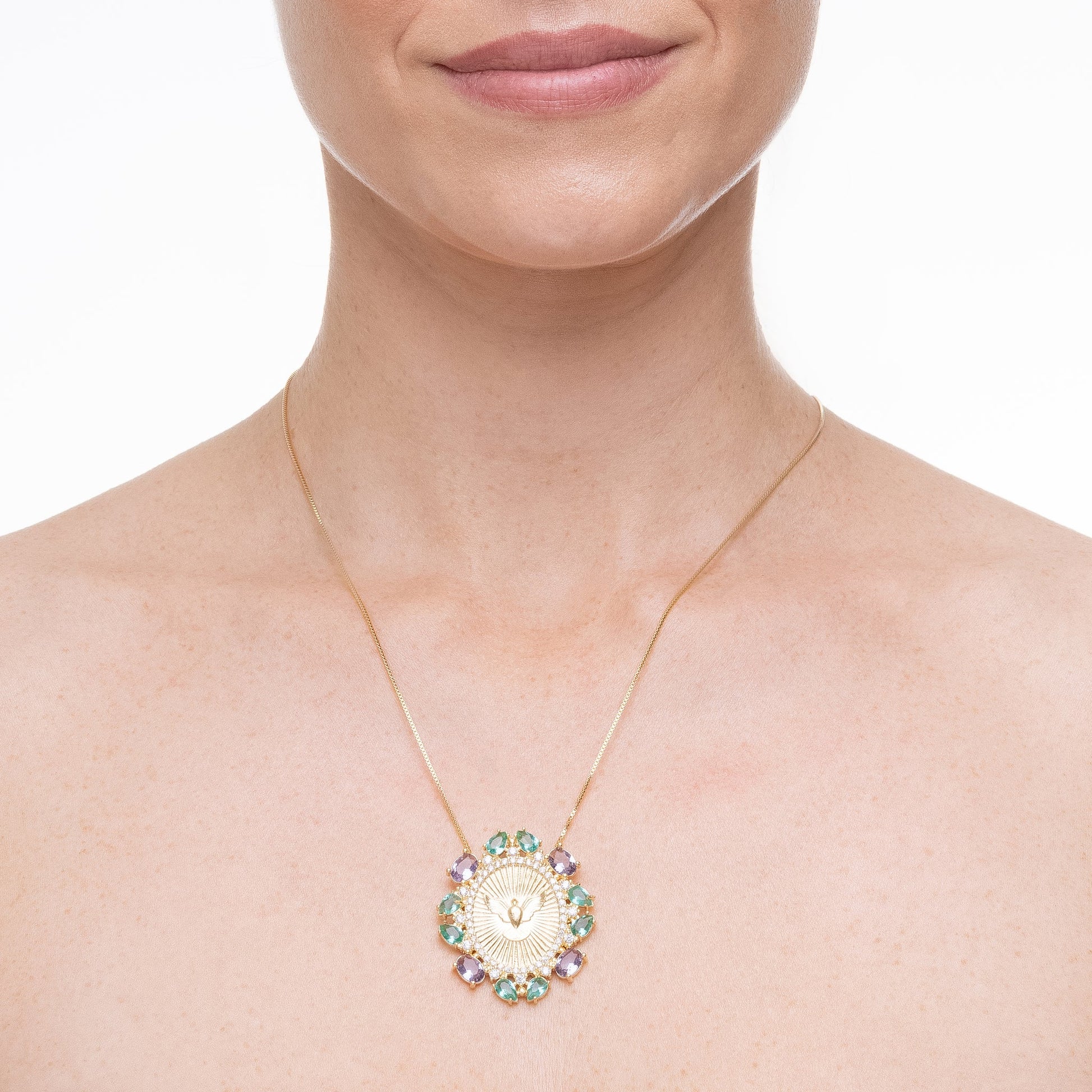 Peace, necklace in 18k gold filled on palladium base - view 2