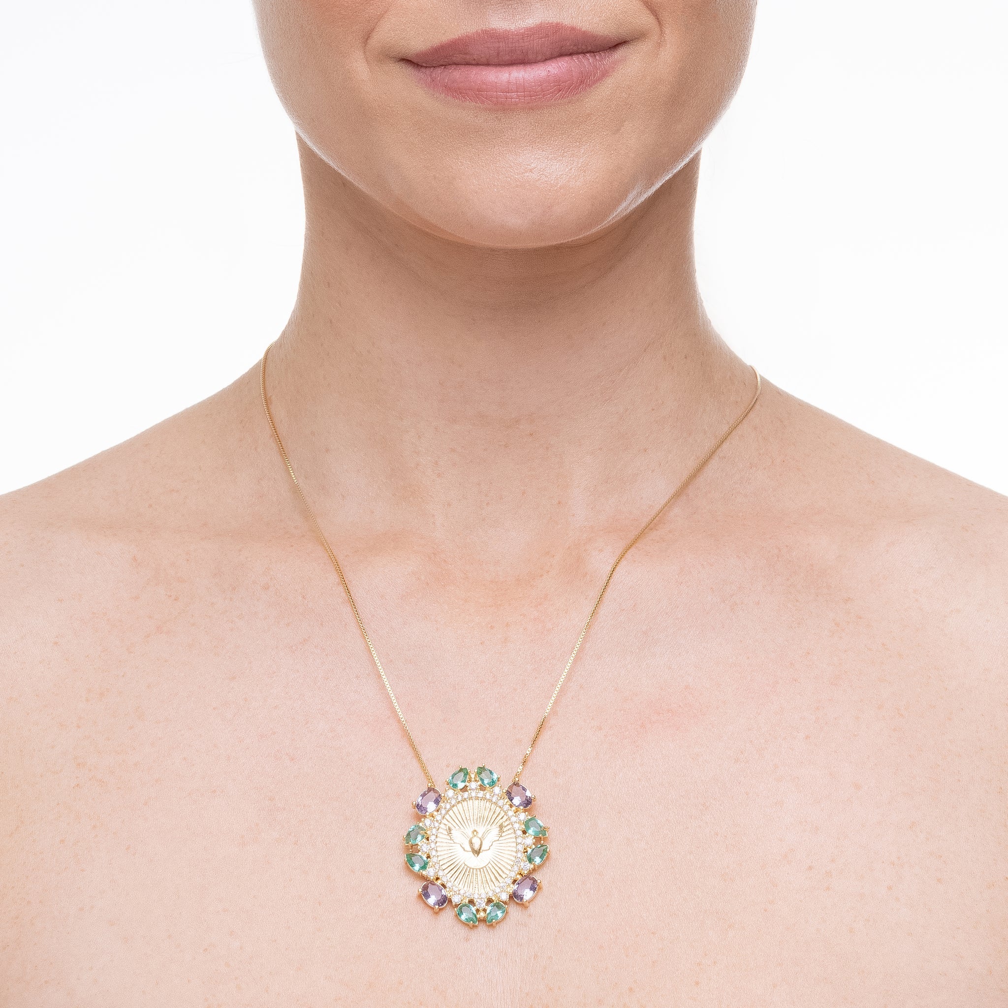 Peace, necklace in 18k gold filled on palladium base - view 2