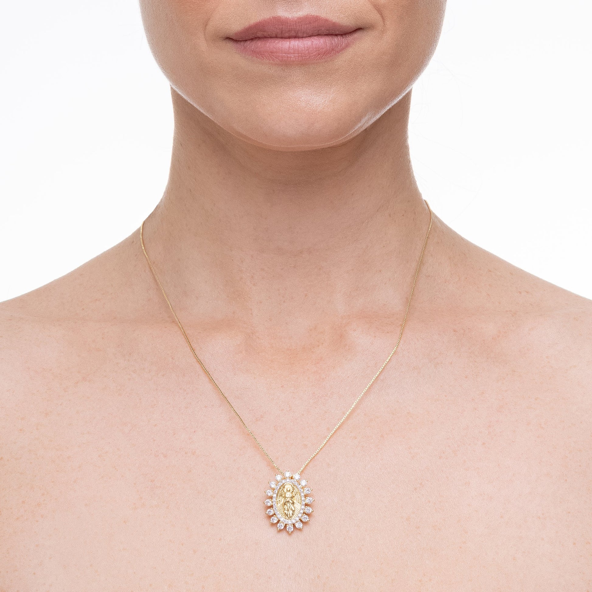 Divine Grace Charm, necklace in 18k gold filled on palladium base - view 2