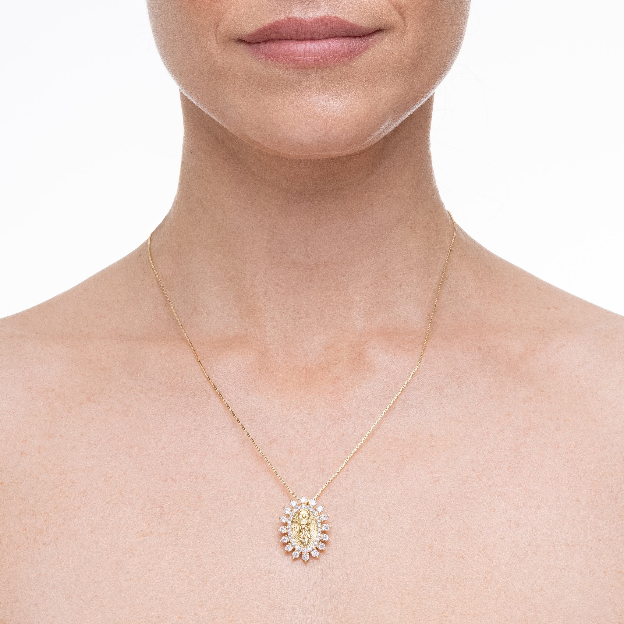 Divine Grace Charm, necklace in 18k gold filled on palladium base - view 2
