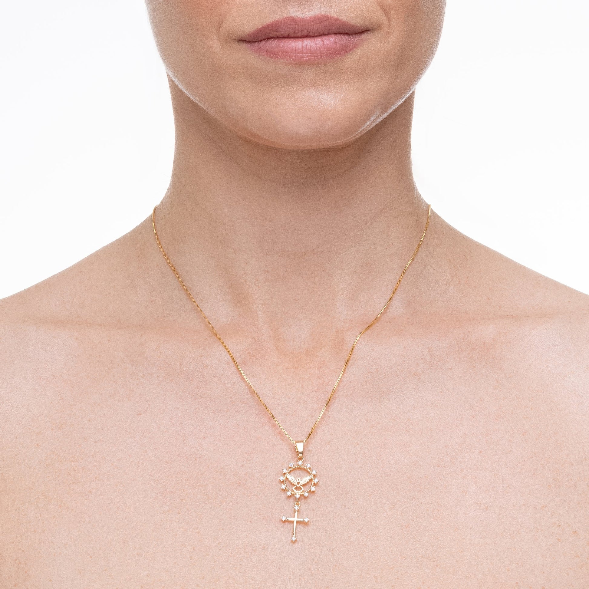 Graceful Devotion, necklace in 18k gold filled on palladium base - view 2