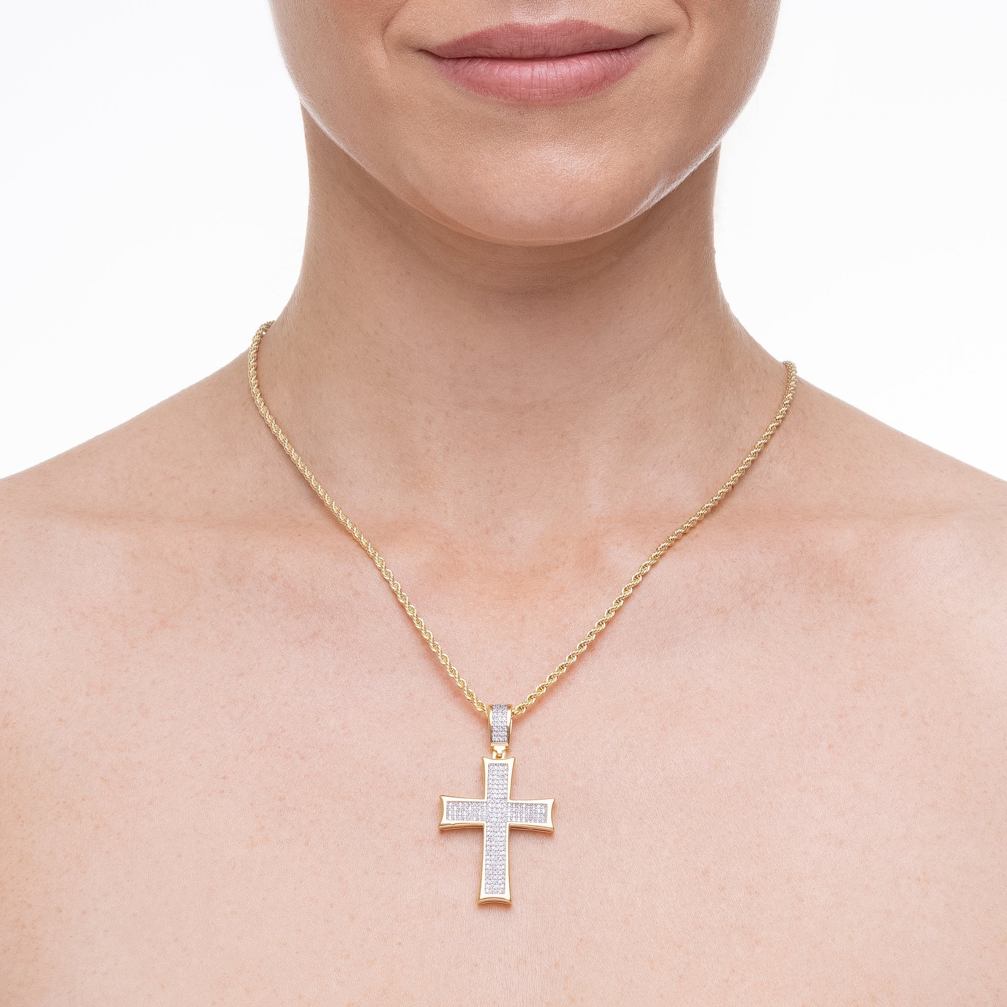Divine Light Cross, necklace in 18k gold filled on palladium base - view 2