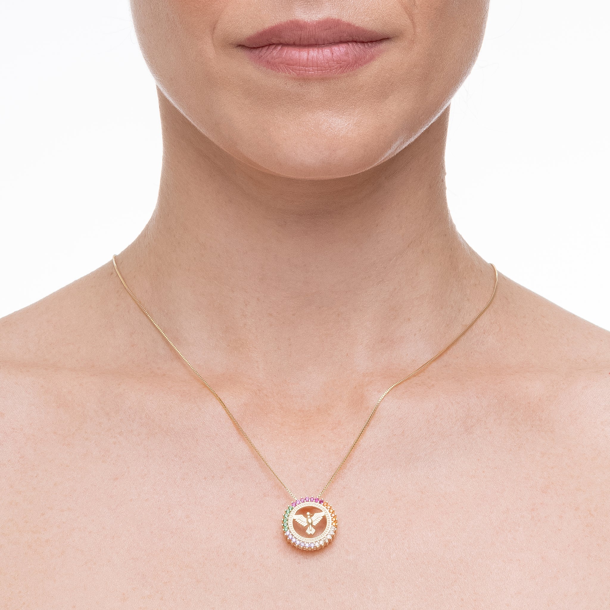Holy Dove Radiance, necklace in 18k gold filled on palladium base - view 2