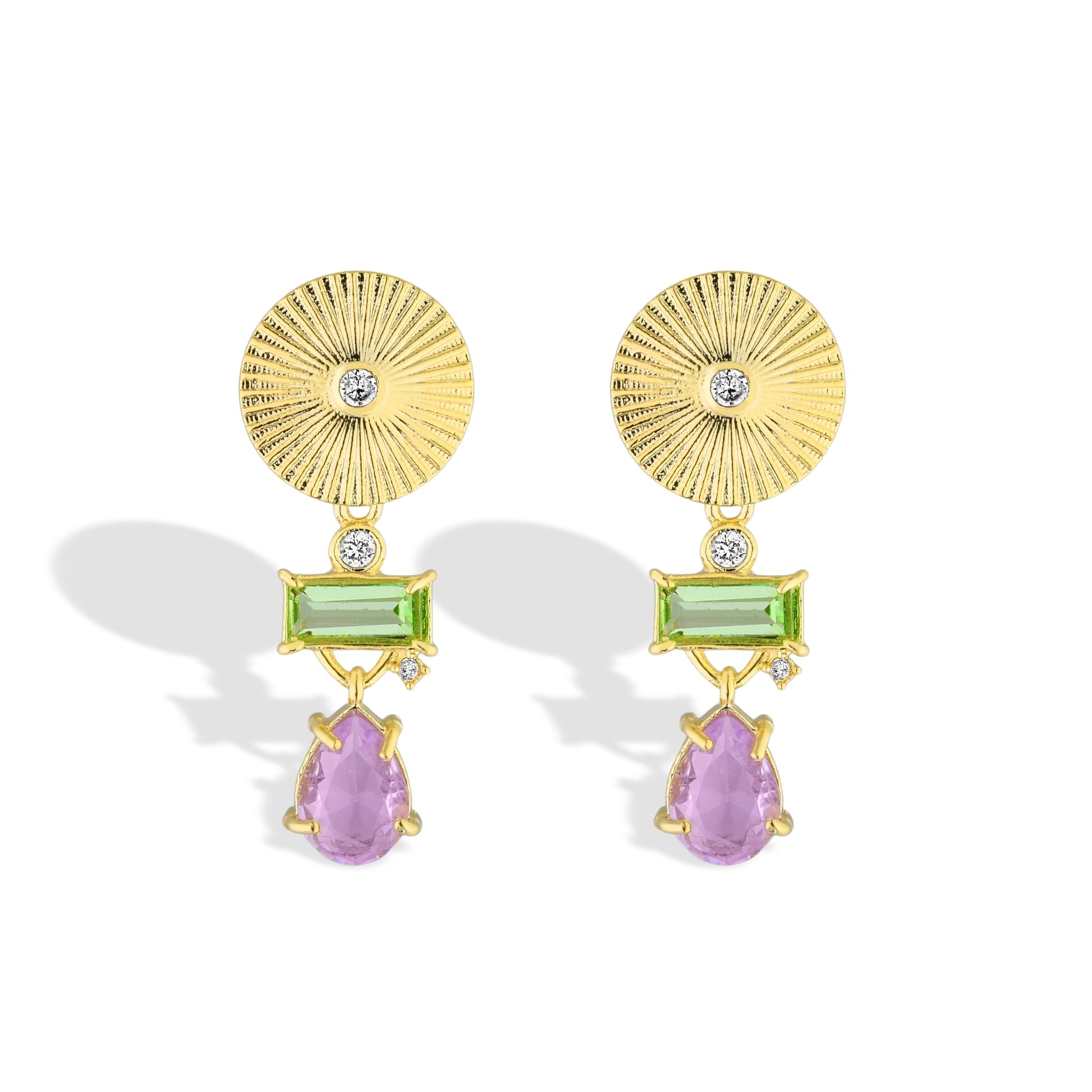 Lumière Duo Earrings in 18k gold filled on palladium base
