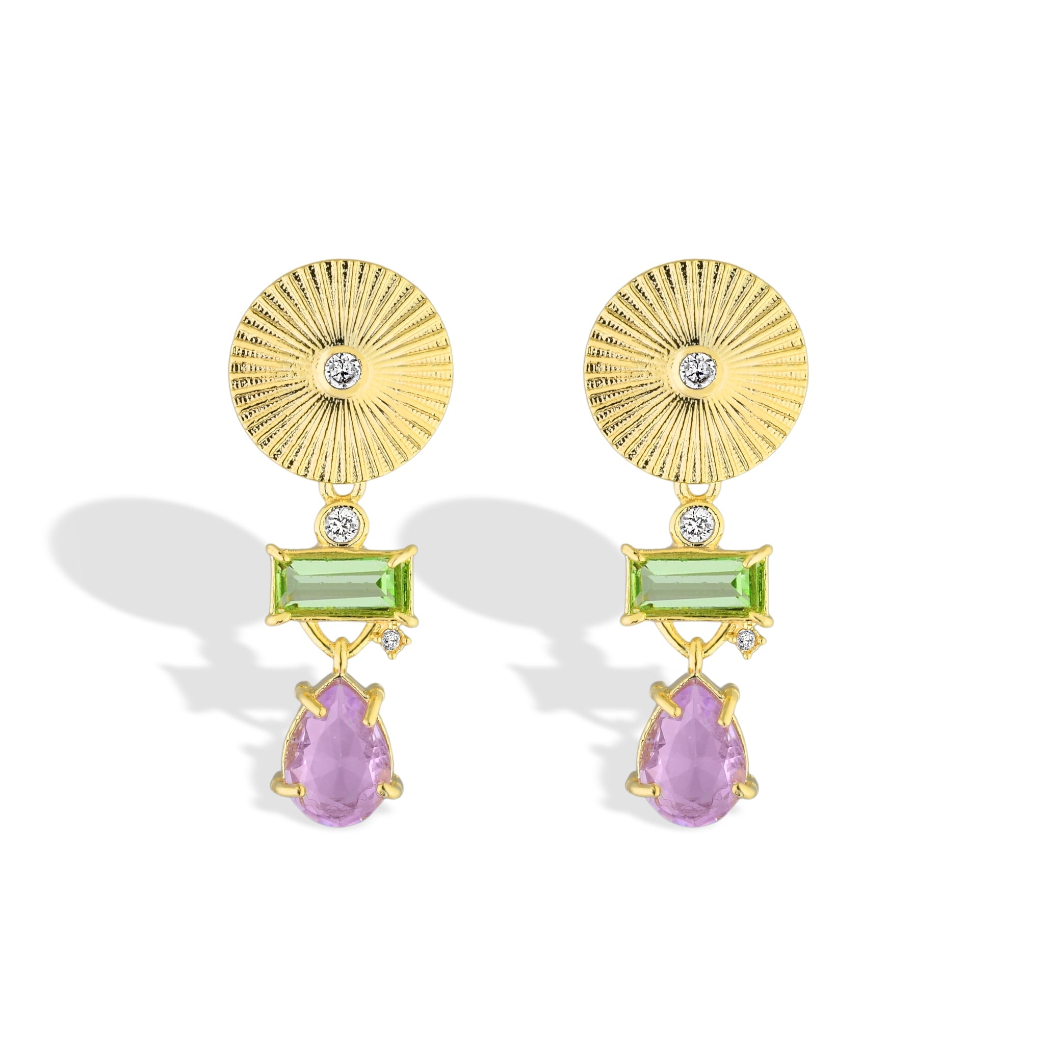 Lumière Duo Earrings in 18k gold filled on palladium base