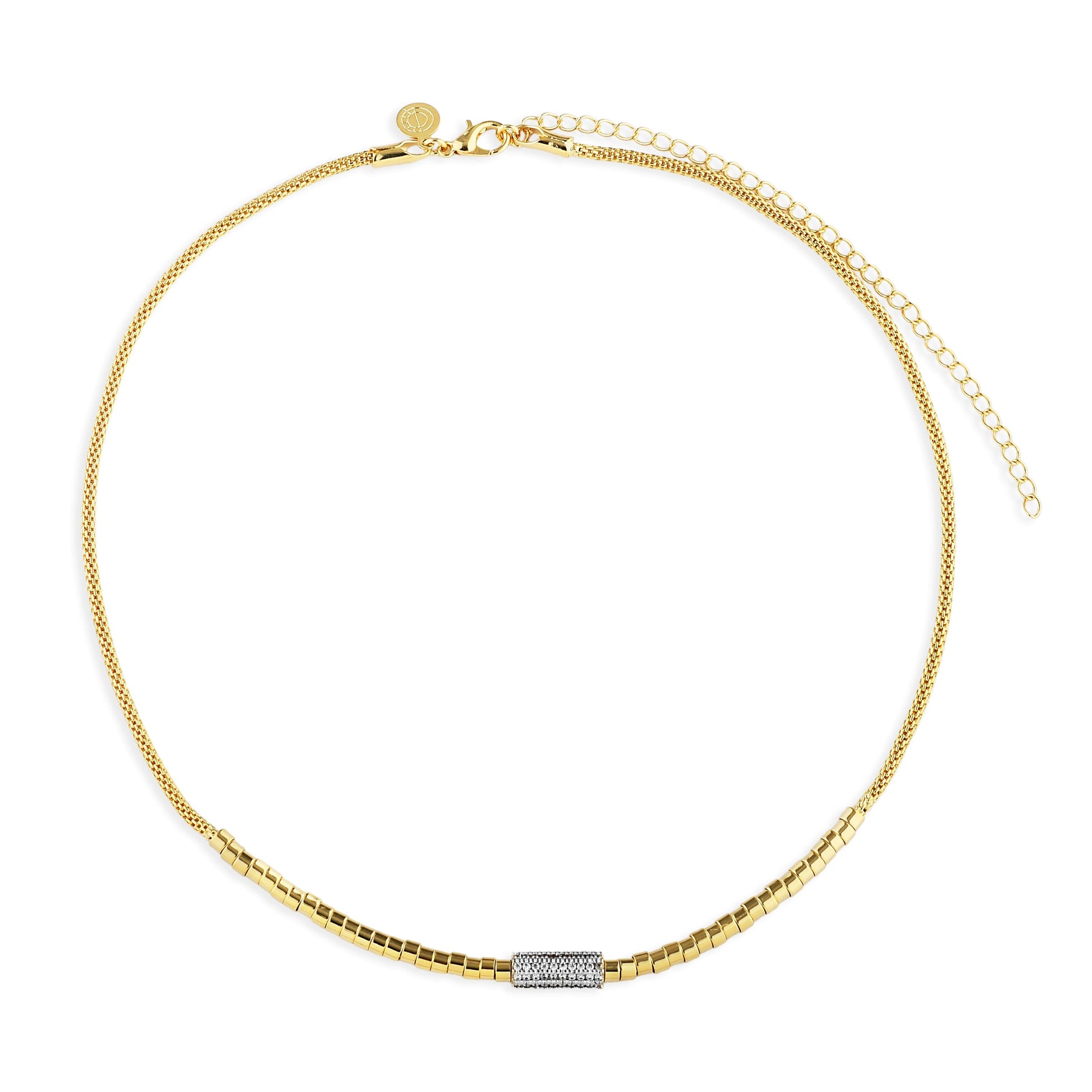 Luminous Tube Necklace in 18k gold filled on palladium base
